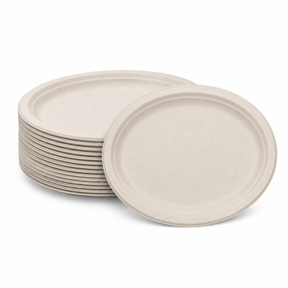Rise Up 12.5" Natural Bagasse Oval Plate - 500/Case