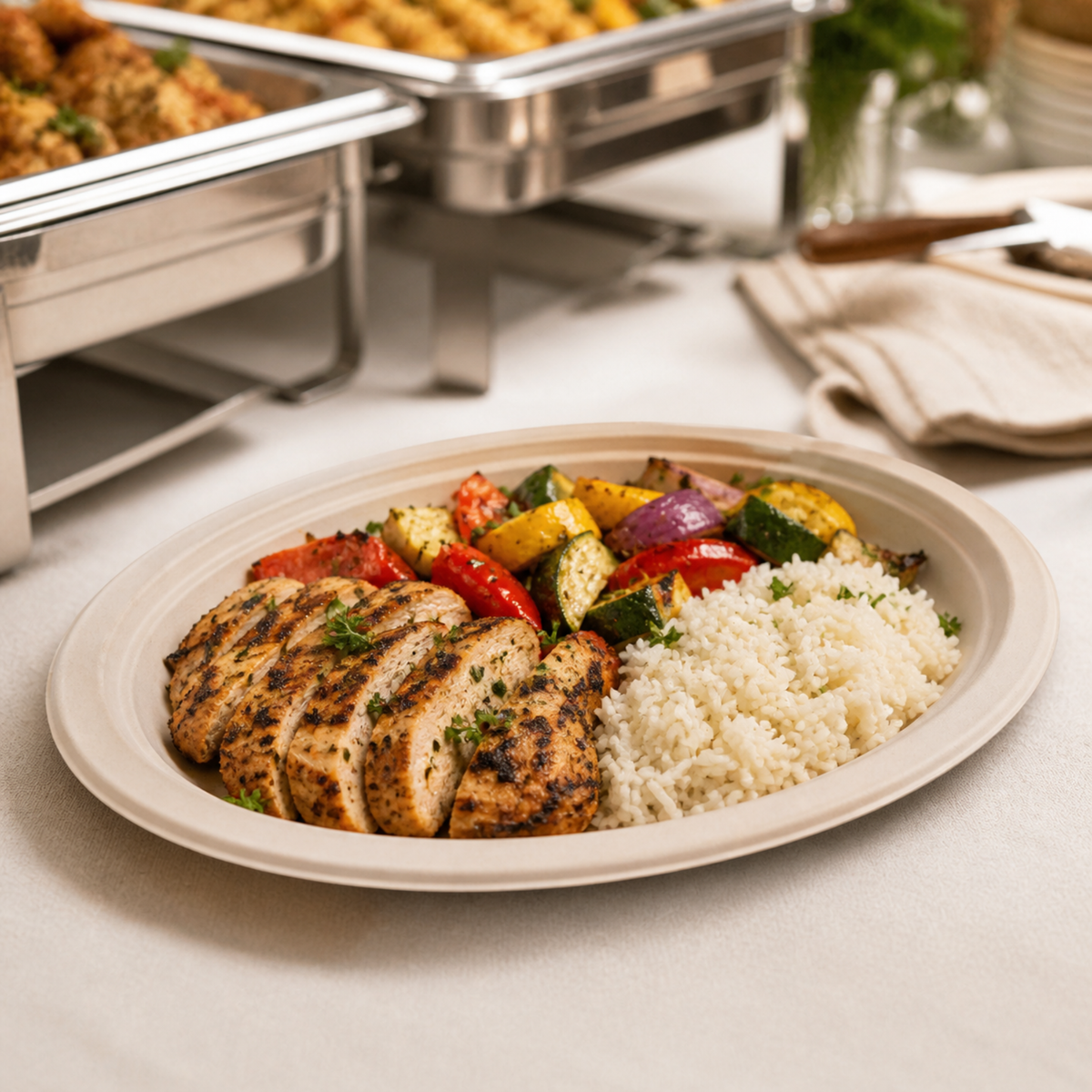 Rise Up 12.5" Natural Bagasse Oval Plate - 500/Case