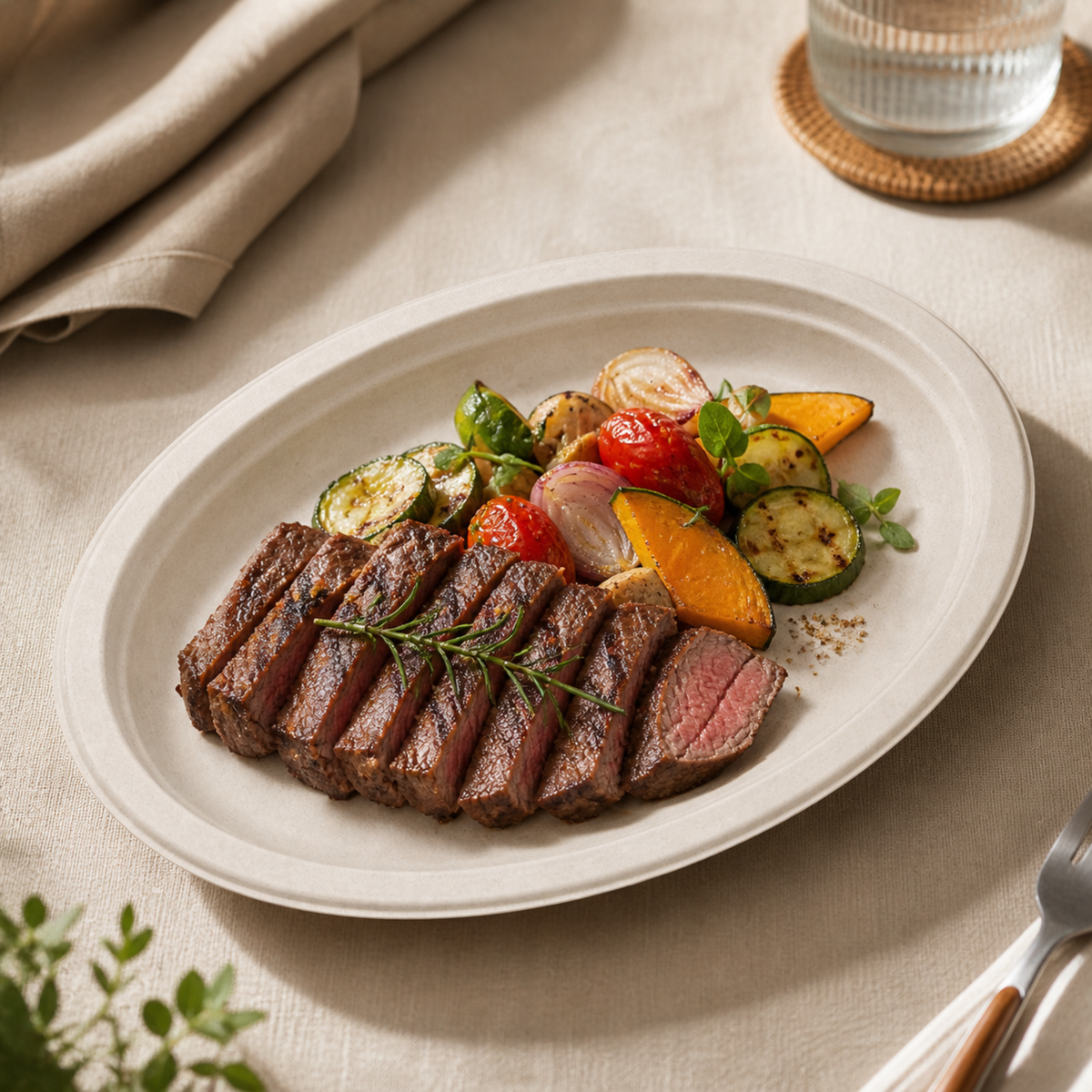 Rise Up 12.5" Natural Bagasse Oval Plate - 500/Case