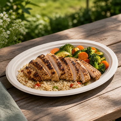 Rise Up 12.5" Natural Bagasse Oval Plate - 500/Case