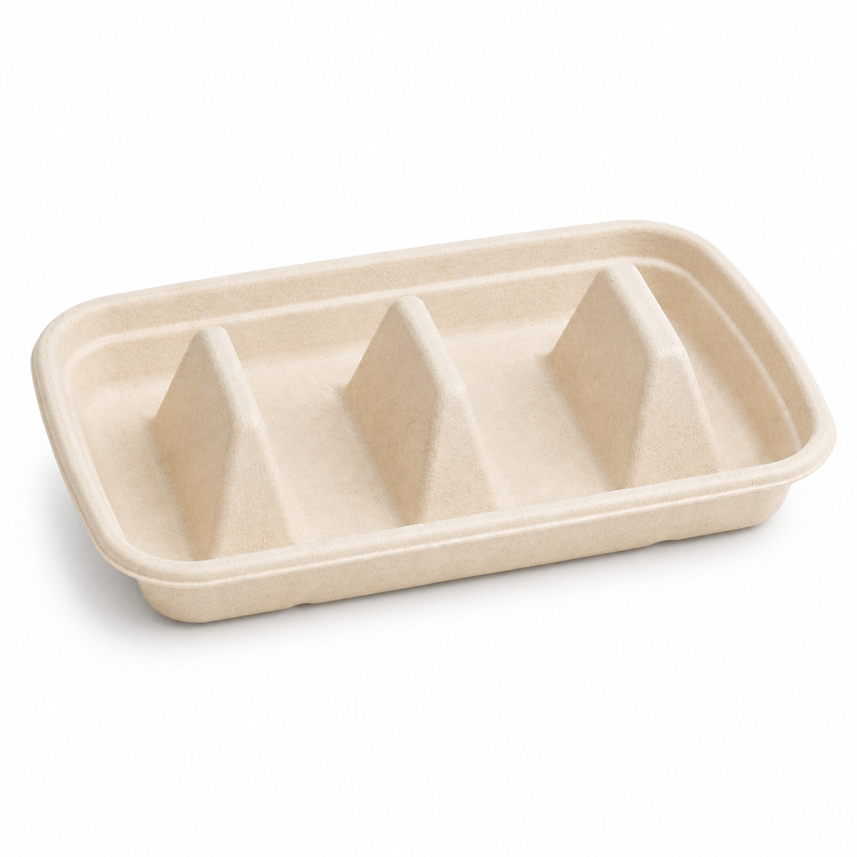 Rise Up 3-Compartment Natural Bagasse Taco Tray - 300/Case