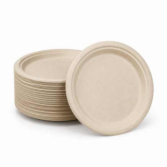Rise Up 9" Natural Bagasse Round Plate
