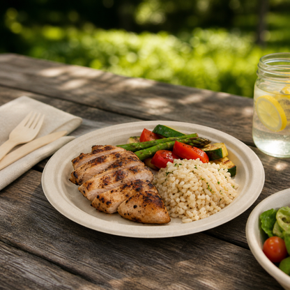 Rise Up 9" Natural Bagasse Round Plate