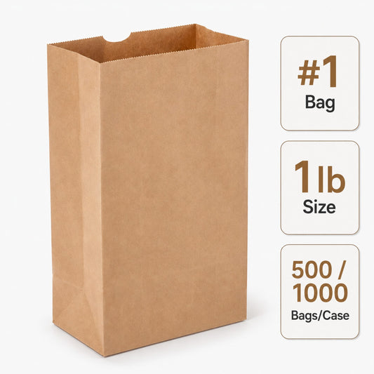 Brown Kraft Paper Bag #1 - 1 lb - 500/1000 Bags/Case