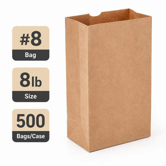 Brown Kraft Paper Bag #8 - 8 lb - 500 Bags/Case