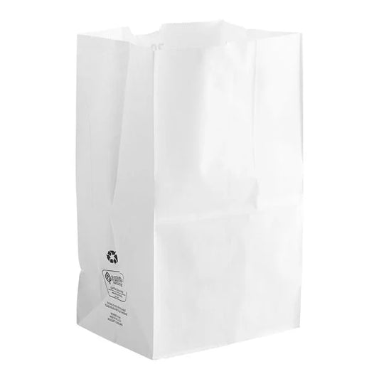 Imported 20 lb White Paper Bag - 500/Pack