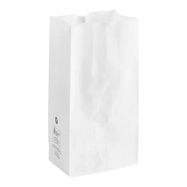 Imported 8 lb White Paper Bag - 500/Pack
