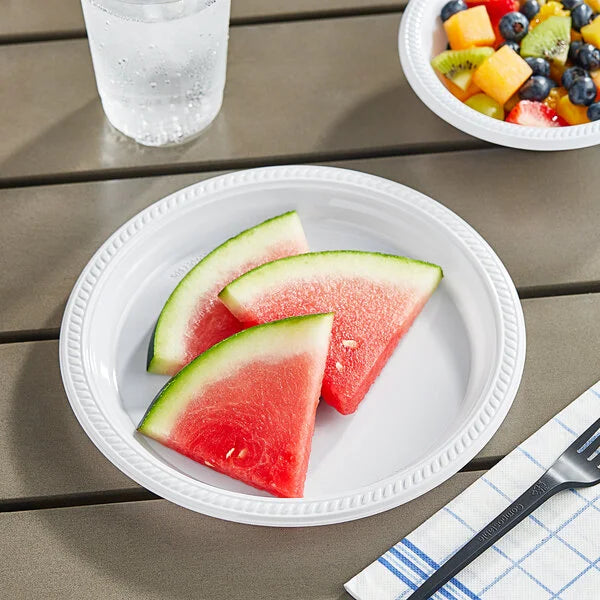 9" White Plastic Plate - 400/Case