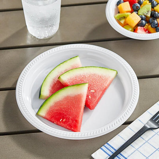9" White Plastic Plate - 400/Case