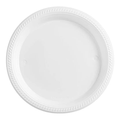 9" White Plastic Plate - 400/Case