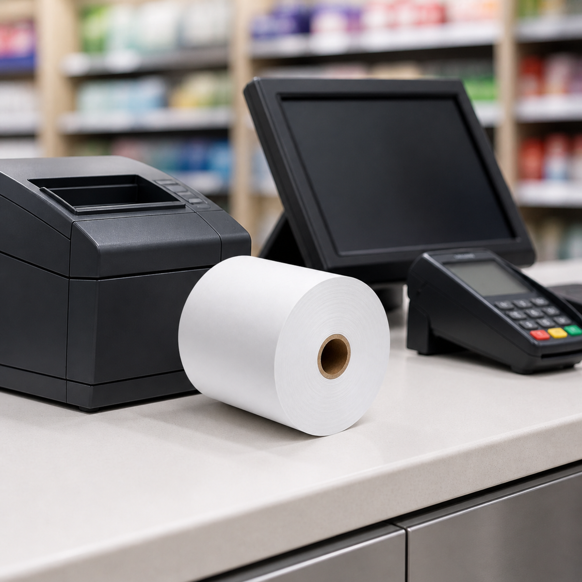 3 1/8" x 230' Thermal Paper Roll White – White (50/Case)