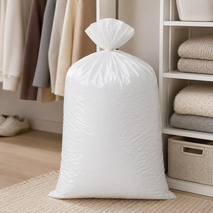 White Jumbo Plastic Utility Bags 20" x 8" x 35" 24 Mic - 200/Case