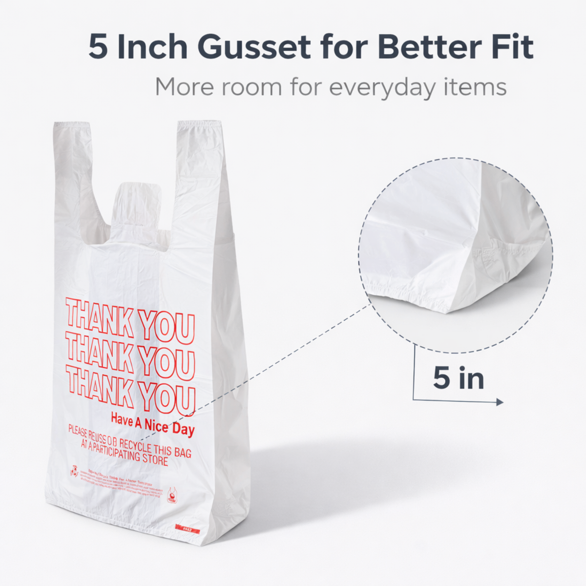 White T-Sack Medium Hd 10X5X18 14 Mic - 1000/Case