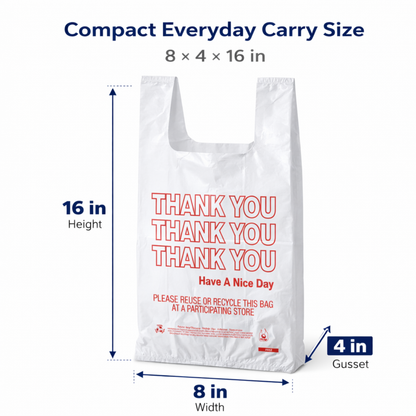 White T-Sack Small 8" x 4" x 16" - 13 Mic - 1,000/Case