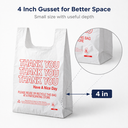 White T-Sack Small 8" x 4" x 16" - 13 Mic - 1,000/Case