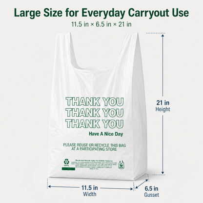 White T-Sack Large 11.5X6.5X21 0.51 Mill - 1000/Case