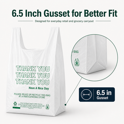 White T-Sack Large 11.5X6.5X21 0.51 Mill - 1000/Case