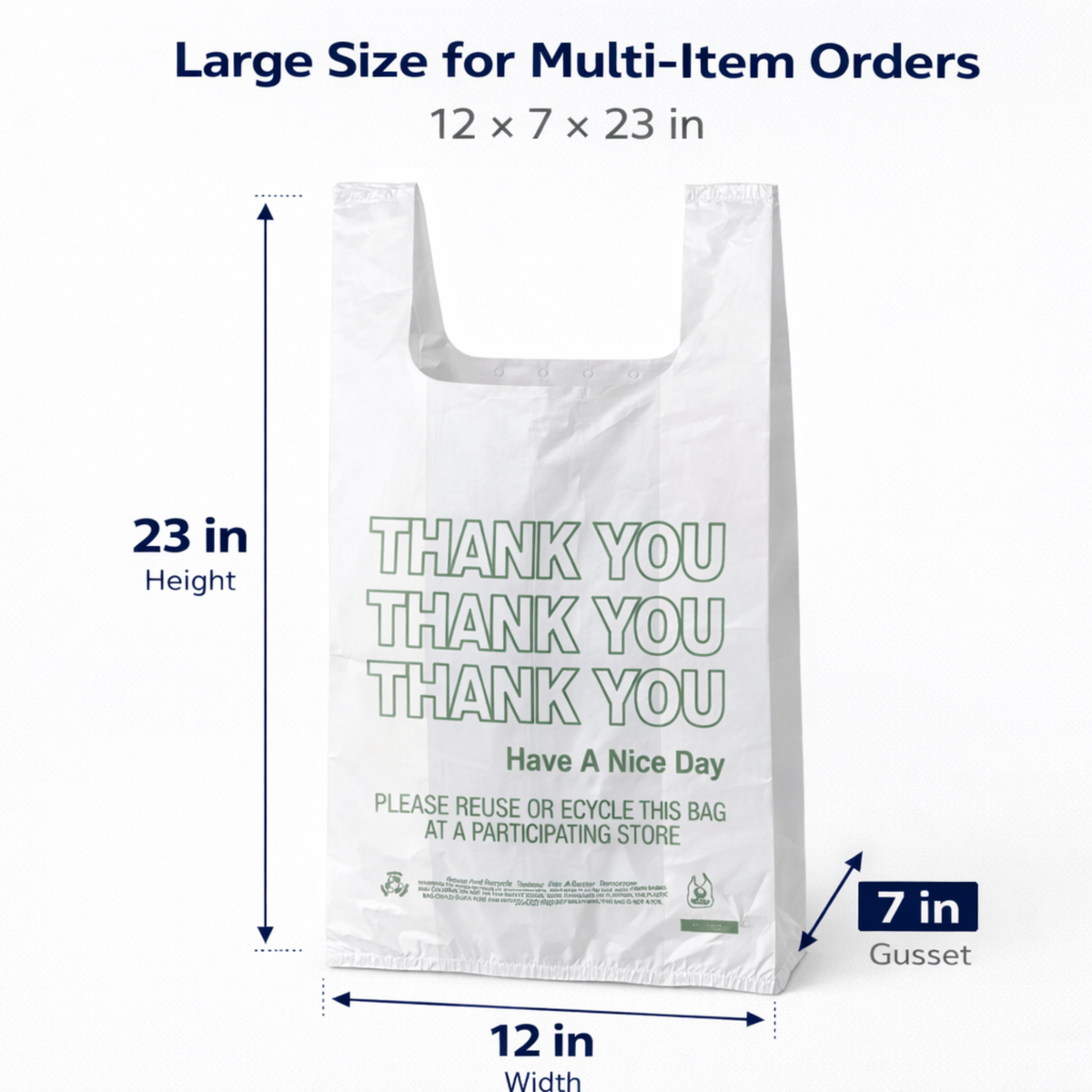 White T-Sack Extra Heavy Duty 12" x 7" x 23" - 400/Case