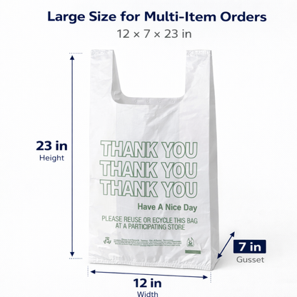 White T-Sack Extra Heavy Duty 12" x 7" x 23" - 400/Case