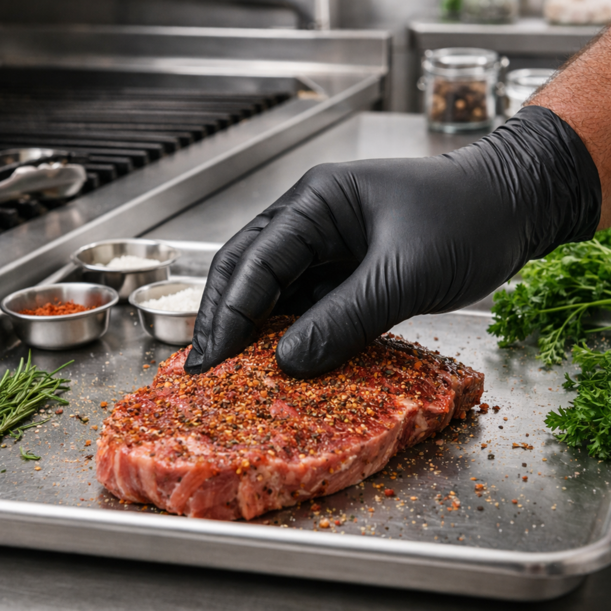 Extra Large Black Powder-Free Nitrile 4 Mill Thick Gloves